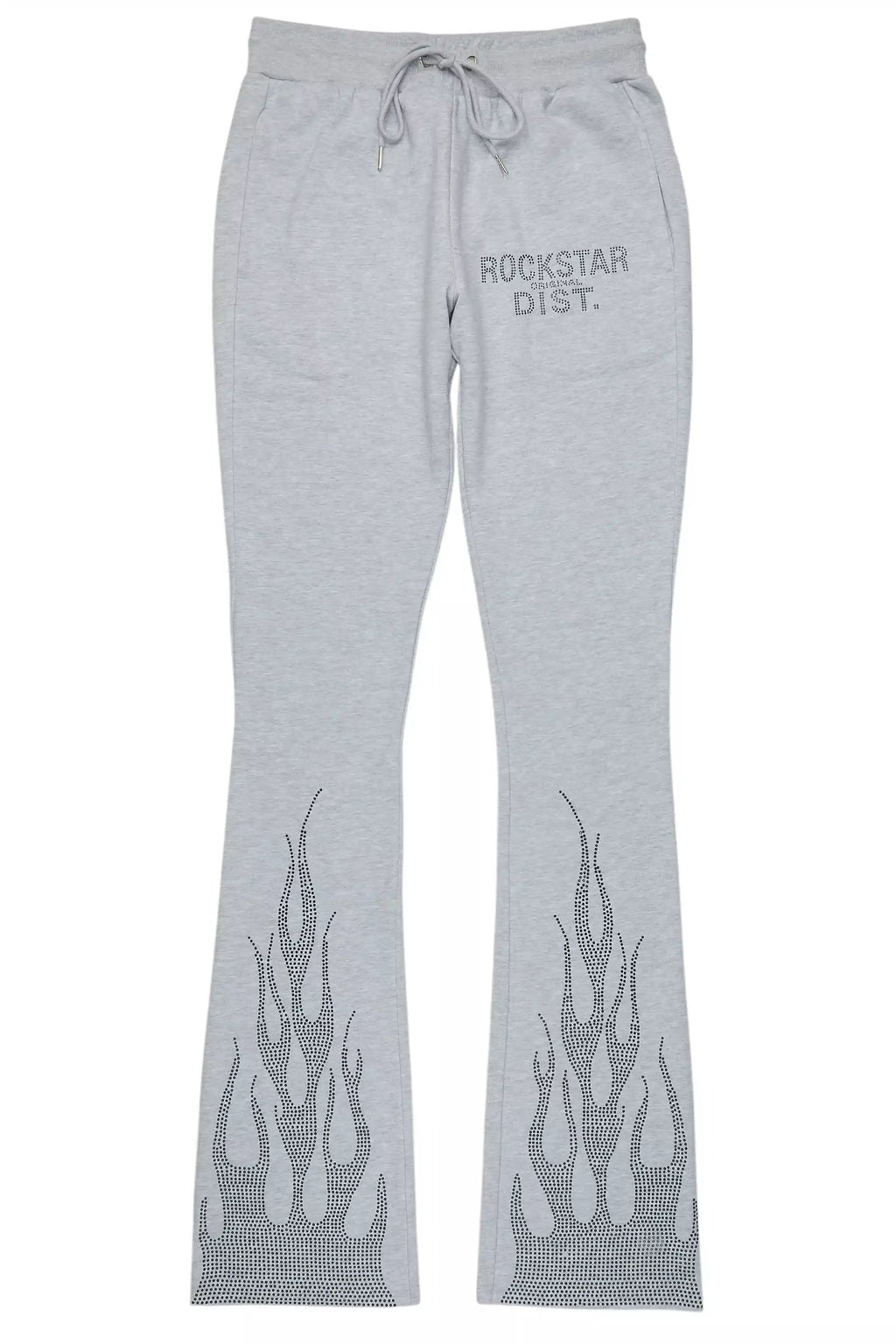 Pyrel Heather Grey/Black Rhinestone Stacked Flare Pant
