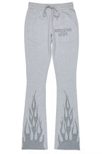 Pyrel Heather Grey/Black Rhinestone Stacked Flare Pant