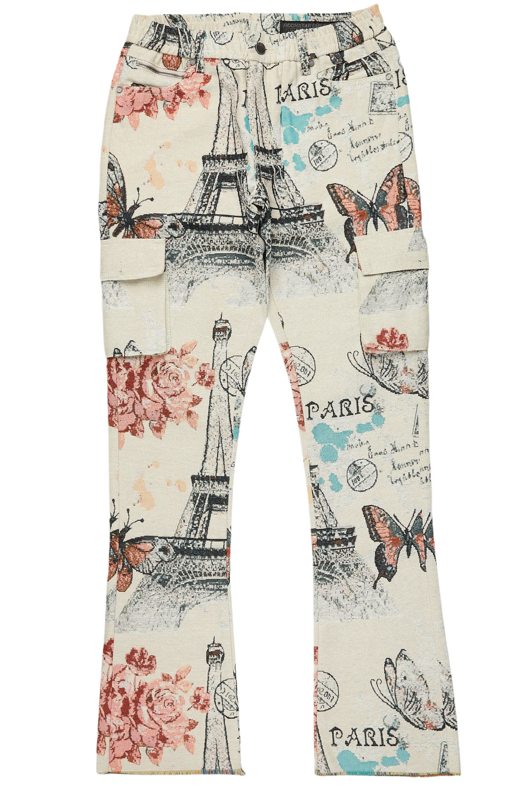 Girls Lamia Beige Multi Tapestry Stacked Flare Jean