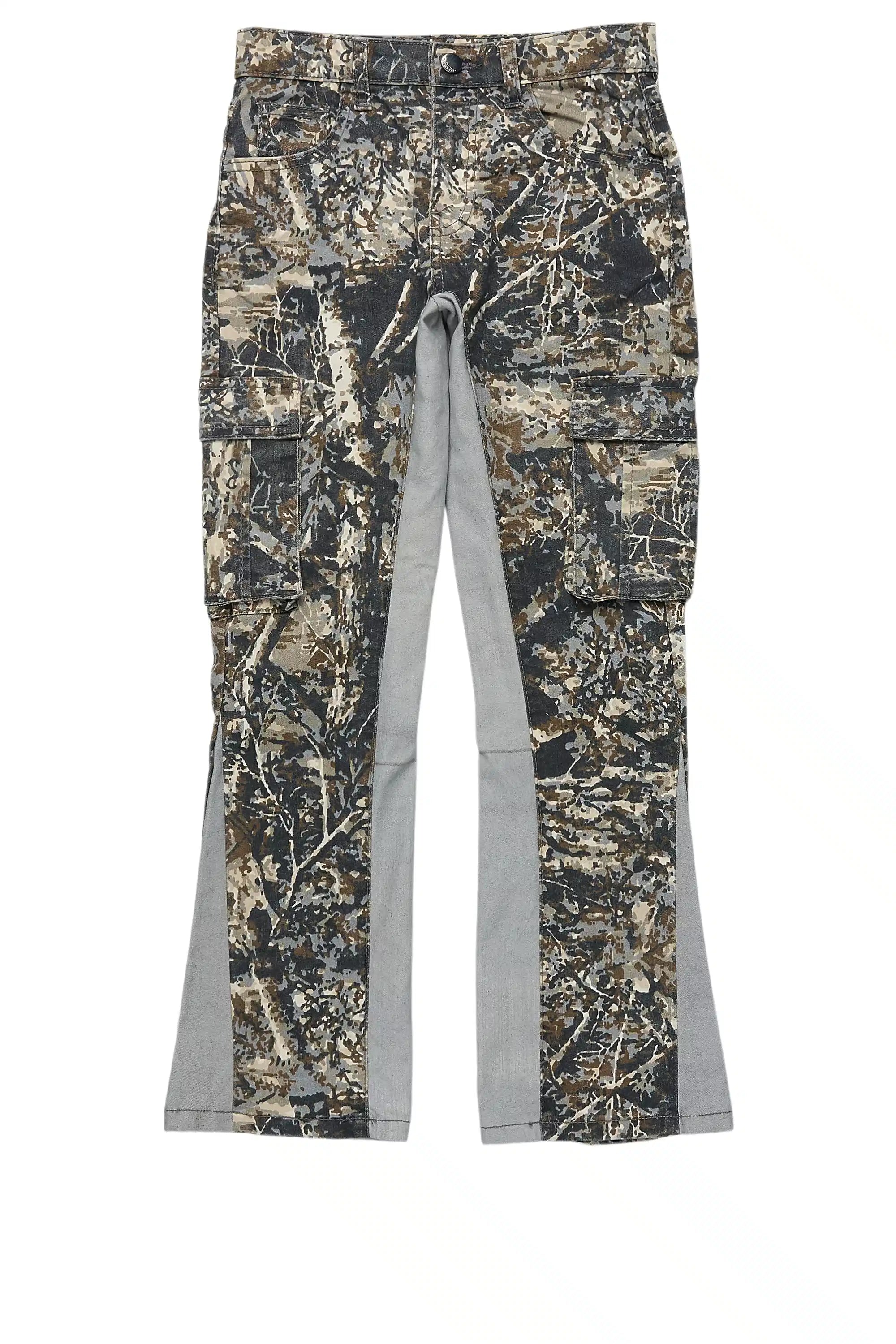 Boys Oak Grey Tree Camo Flare Cargo Jean