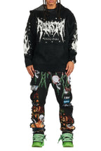 Raymond Black Graphic Knitted Mohair Hoodie