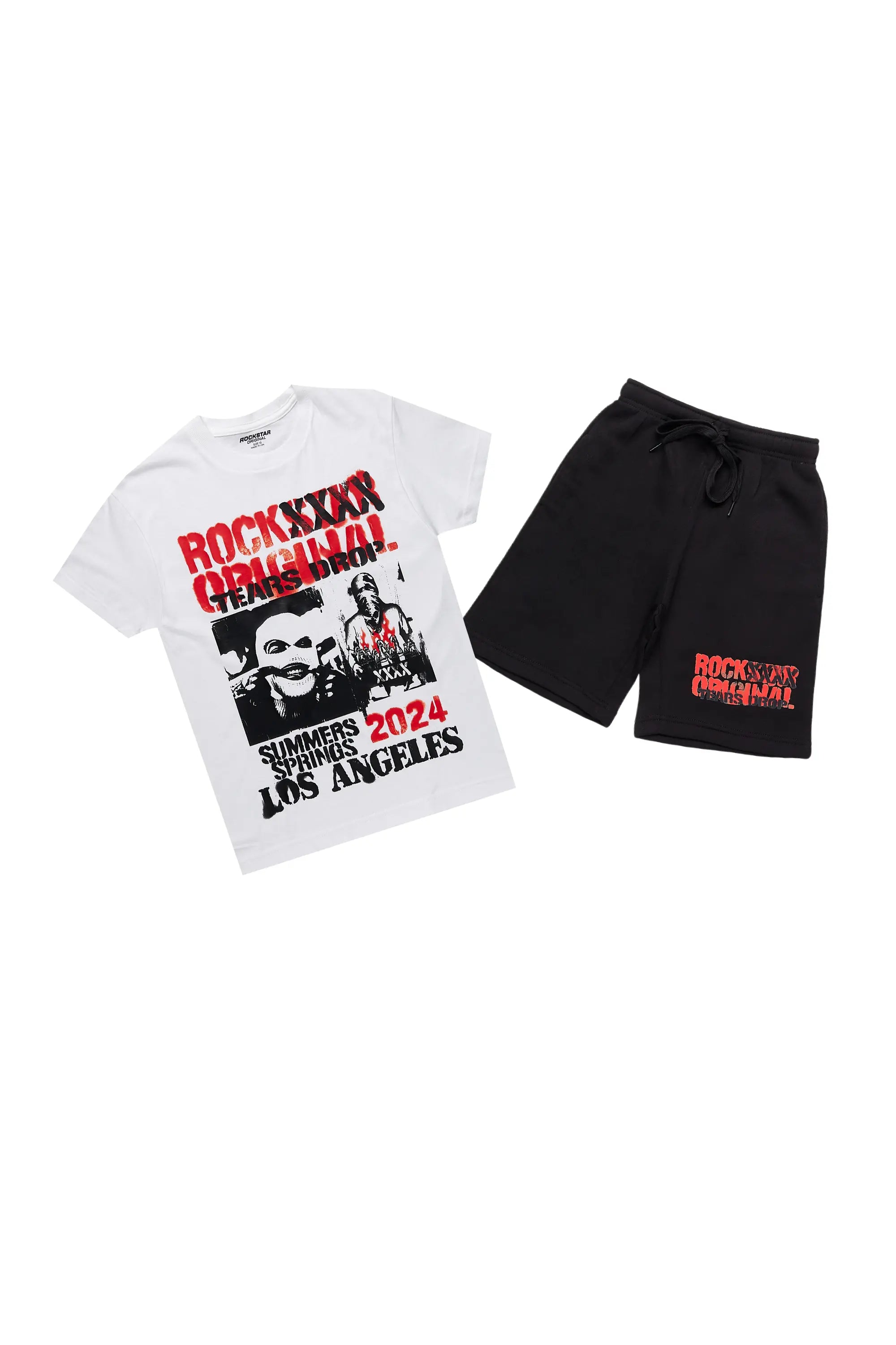 Boys Omer White/Black T-Shirt/Short Set