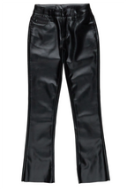 Girls Rikka Black PU Super Stacked Flarer Jean