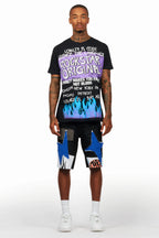 Beno Black T-Shirt/Denim Short Set