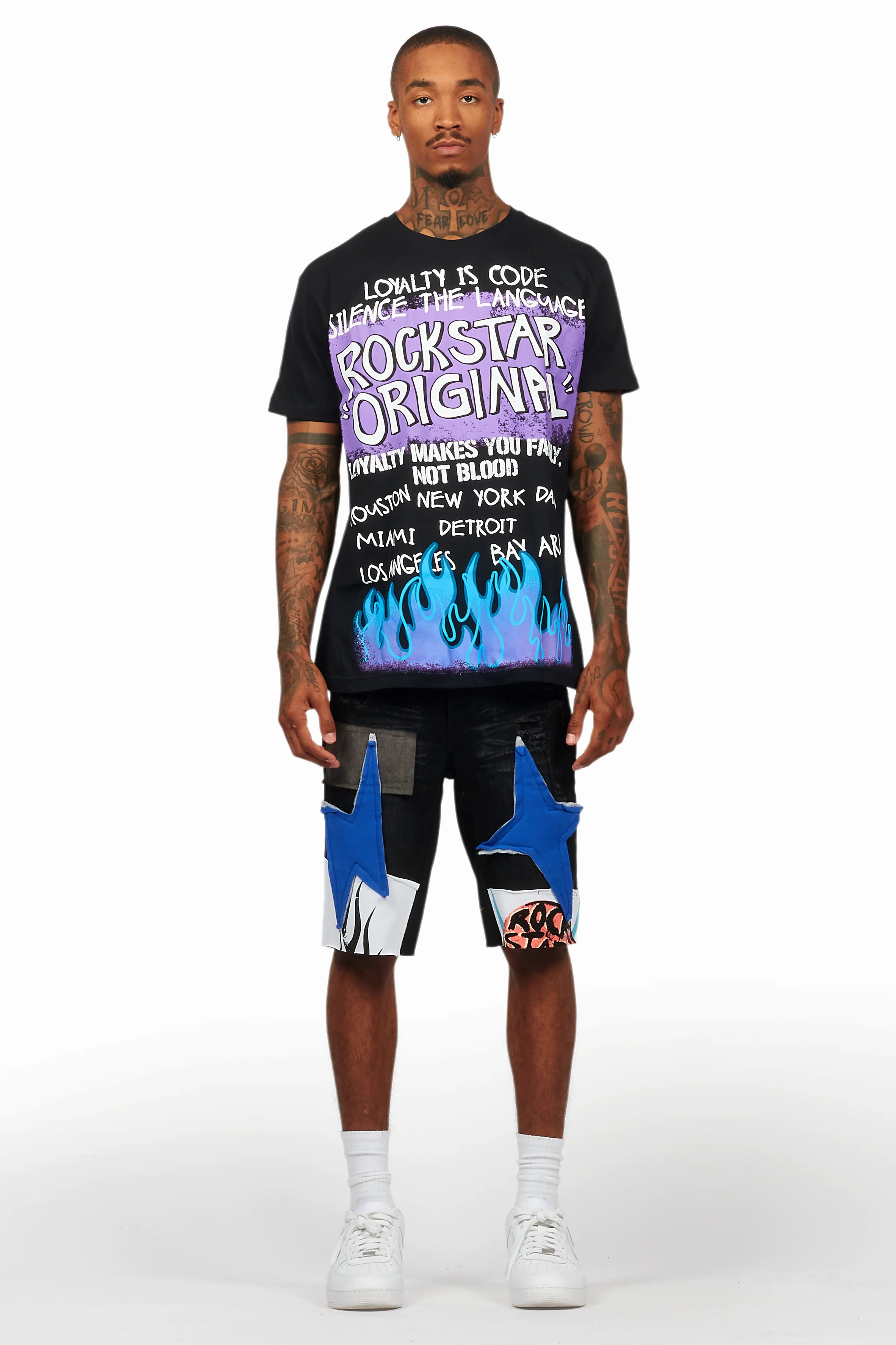 Beno Black T-Shirt/Denim Short Set