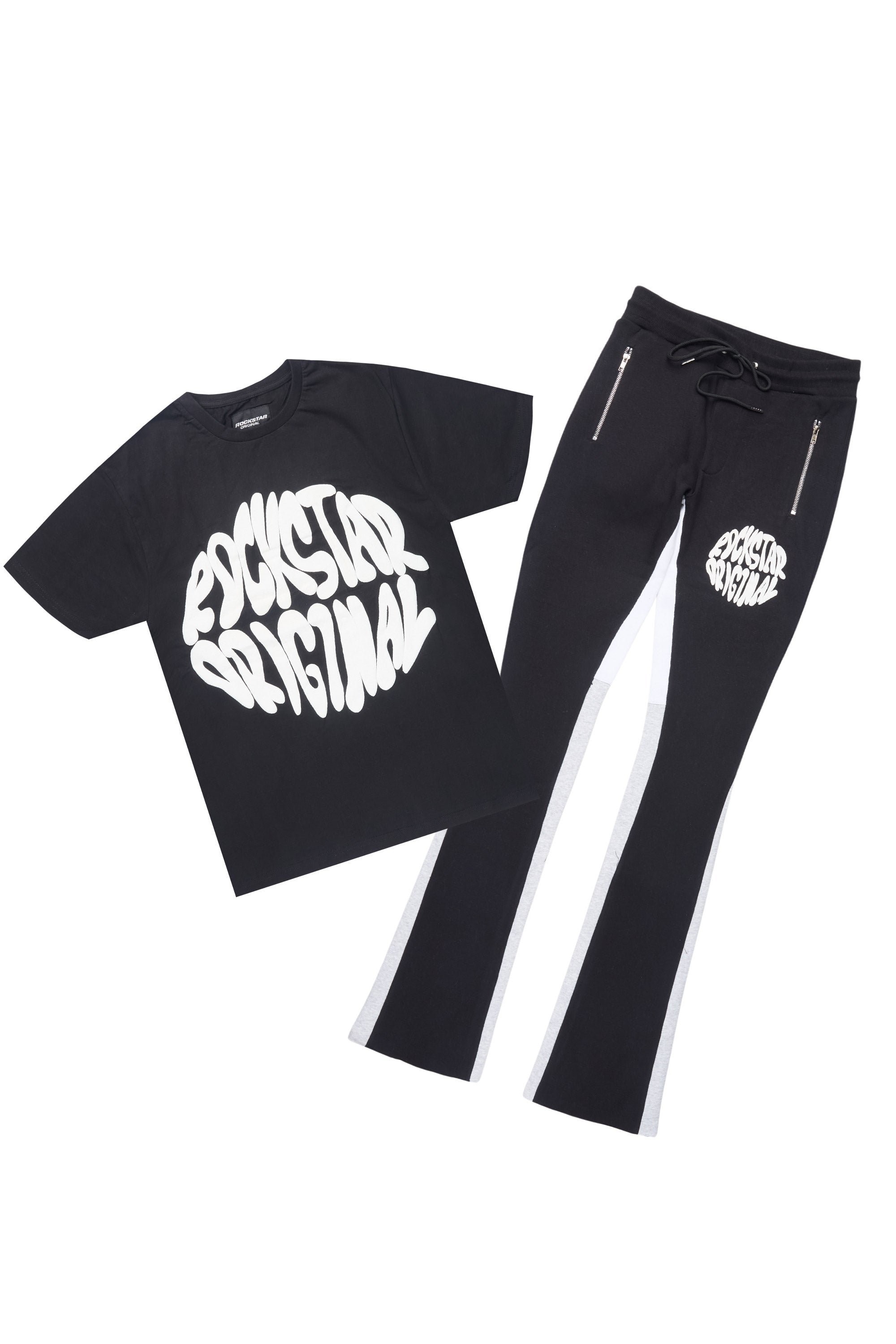 Thierry Black T-Shirt/Stacked Flare Track Set