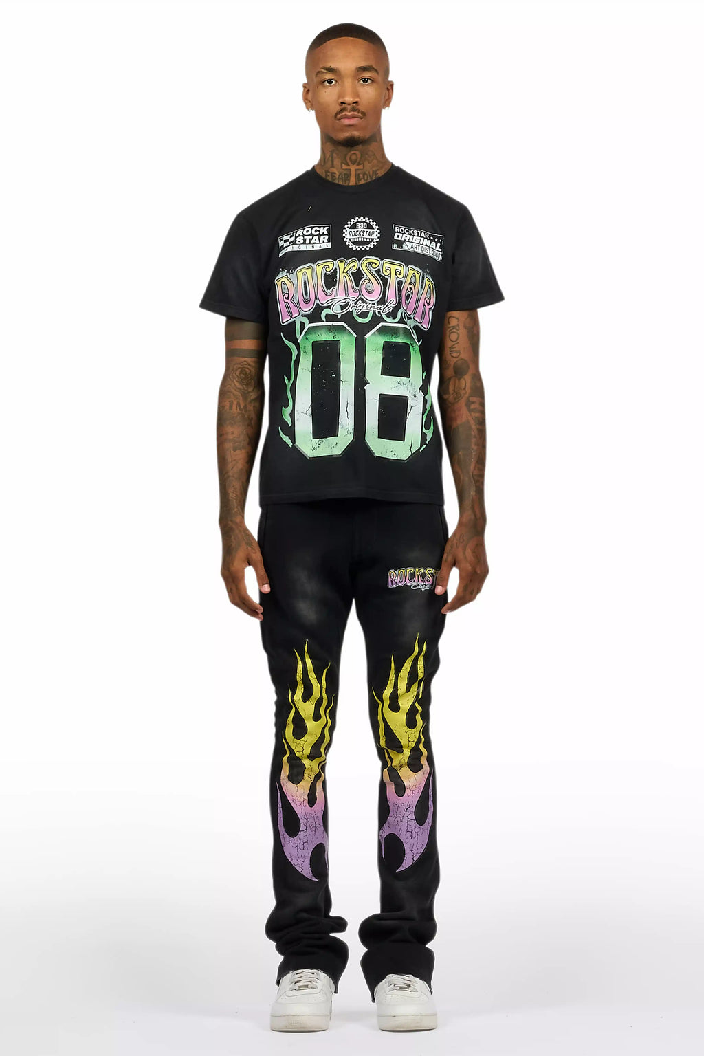 Quito Black T-Shirt/Stacked Flare Track Set