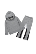 Boys Basic Heather Grey Stacked Flare Pant Set