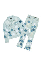 Starlane Light Blue Denim Jacket/Stacked Flare Jean Set