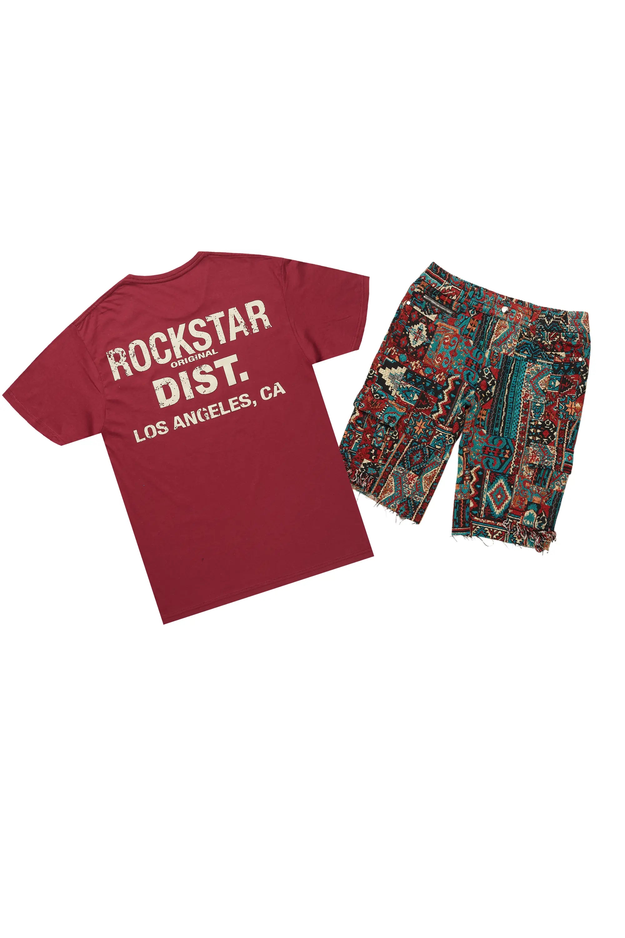 Lake Burgundy T-Shirt/Tapestry Short Set
