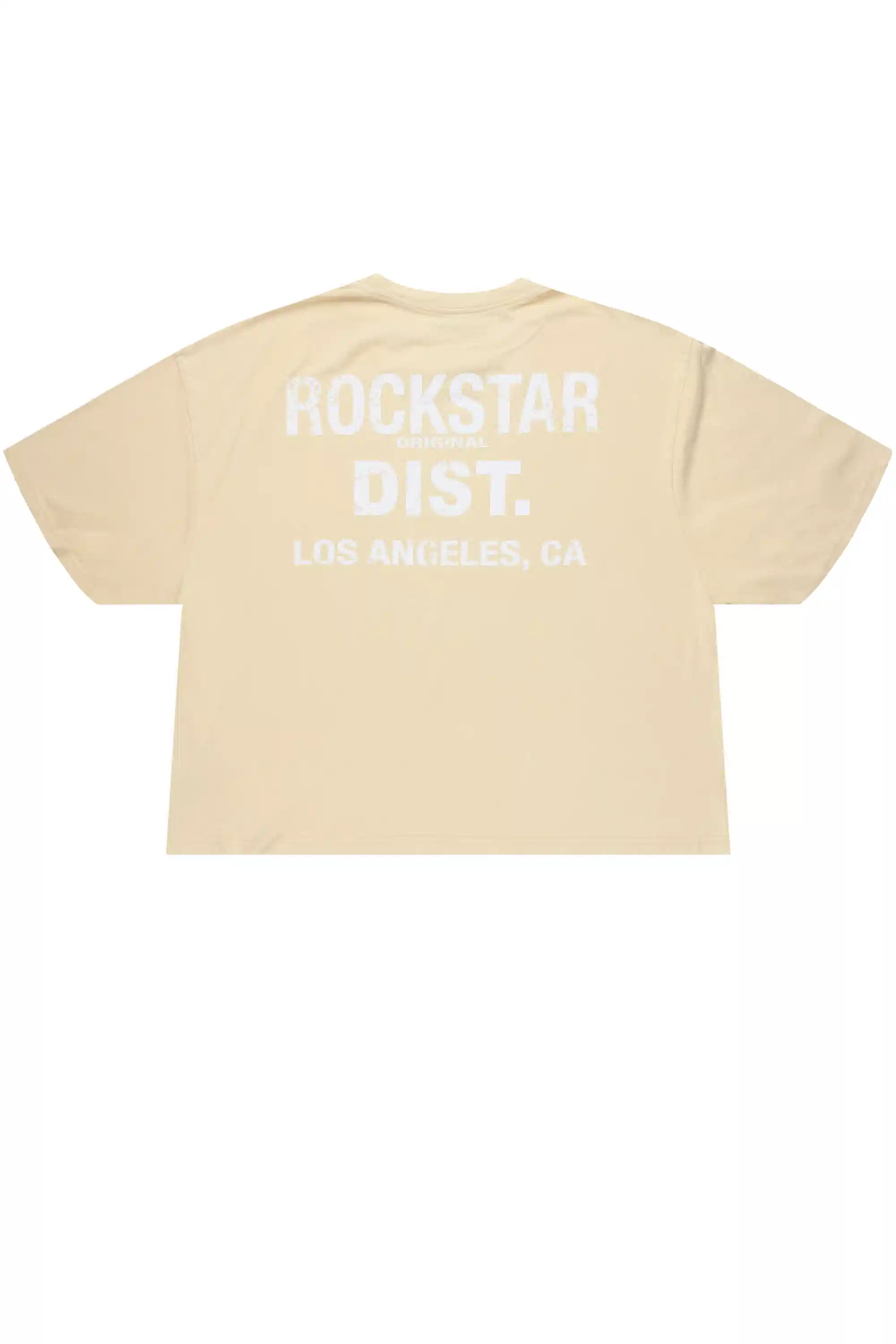 Lake Beige/White Boxy Crop T-Shirt