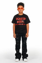 Boys Lake Black/Red T-Shirt/Stacked Flare Jean Set