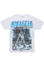 Renzo White/Blue Oversized Graphic T-Shirt