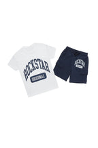 Boys Nikko White/Navy T-Shirt Short Set