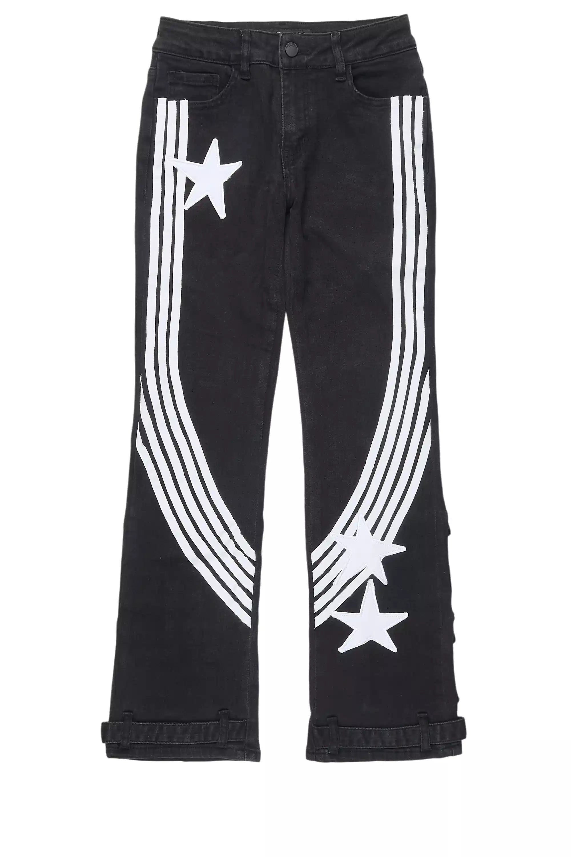 Girls Jaziya Black Stacked Jean