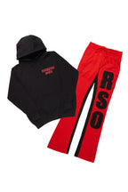 Devan Black/Red Hoodie/Baggy Stacked Flare Pant Set