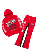 Wizzurd Red/Black Hoodie/Baggy Stacked Track Set