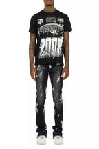 Amos Black T-Shirt/Painted Stacked Flare Jean