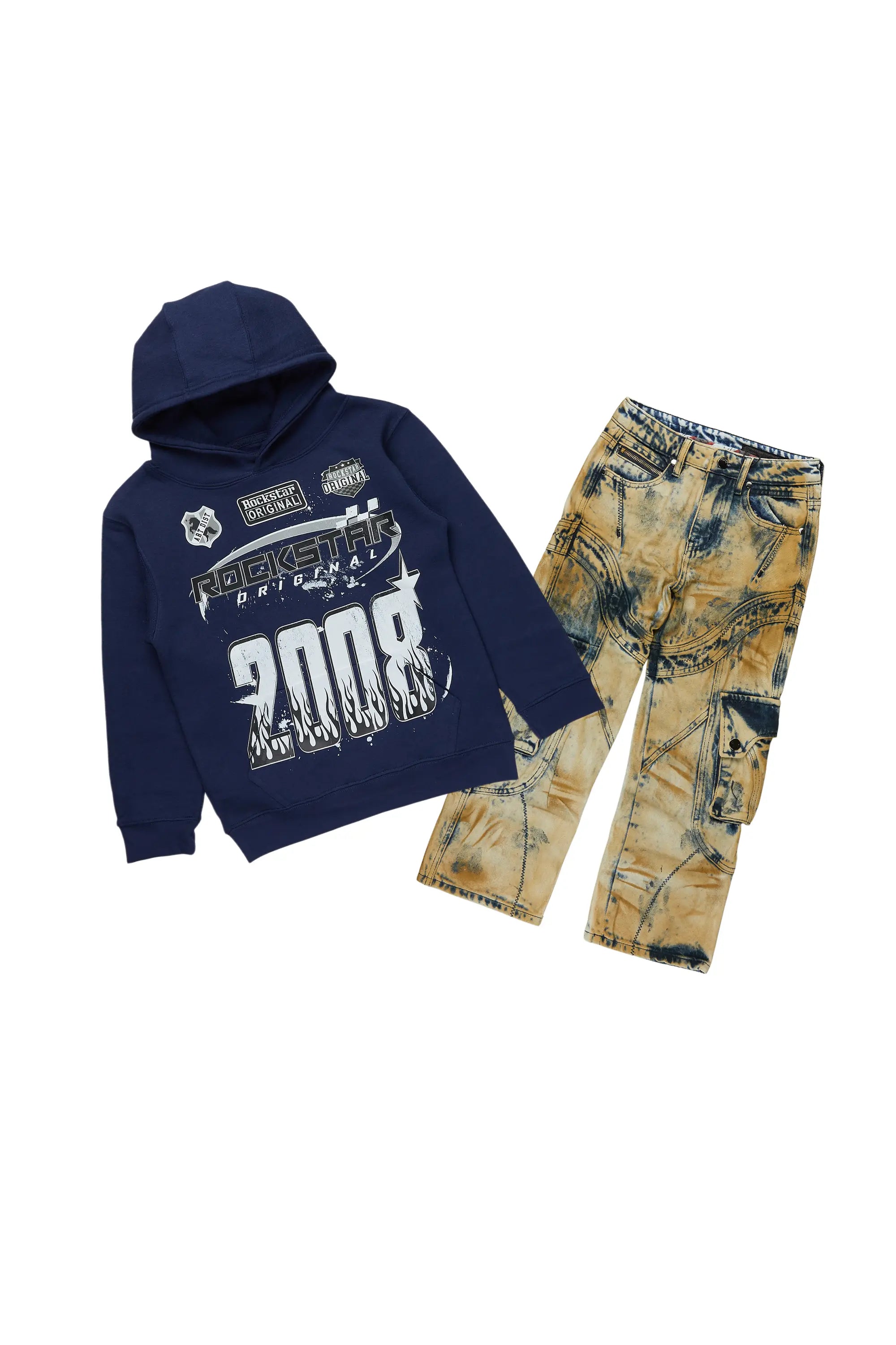 Boys Amos Navy Hoodie/Baggy Fit Jean Set