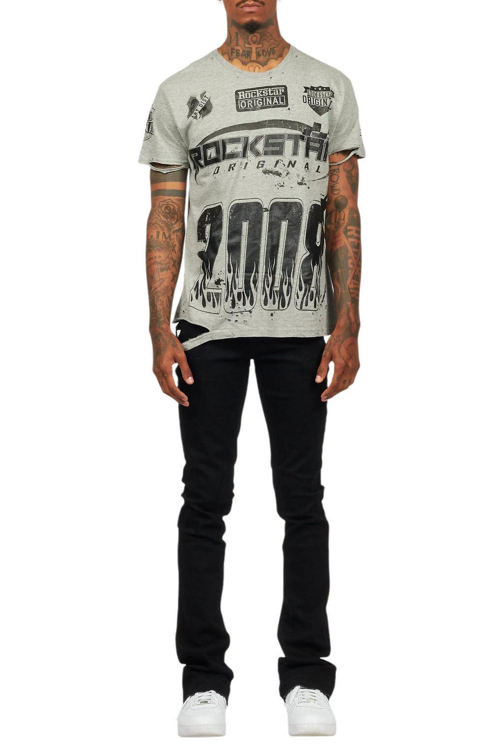 Amos Heather Grey Graphic T-Shirt