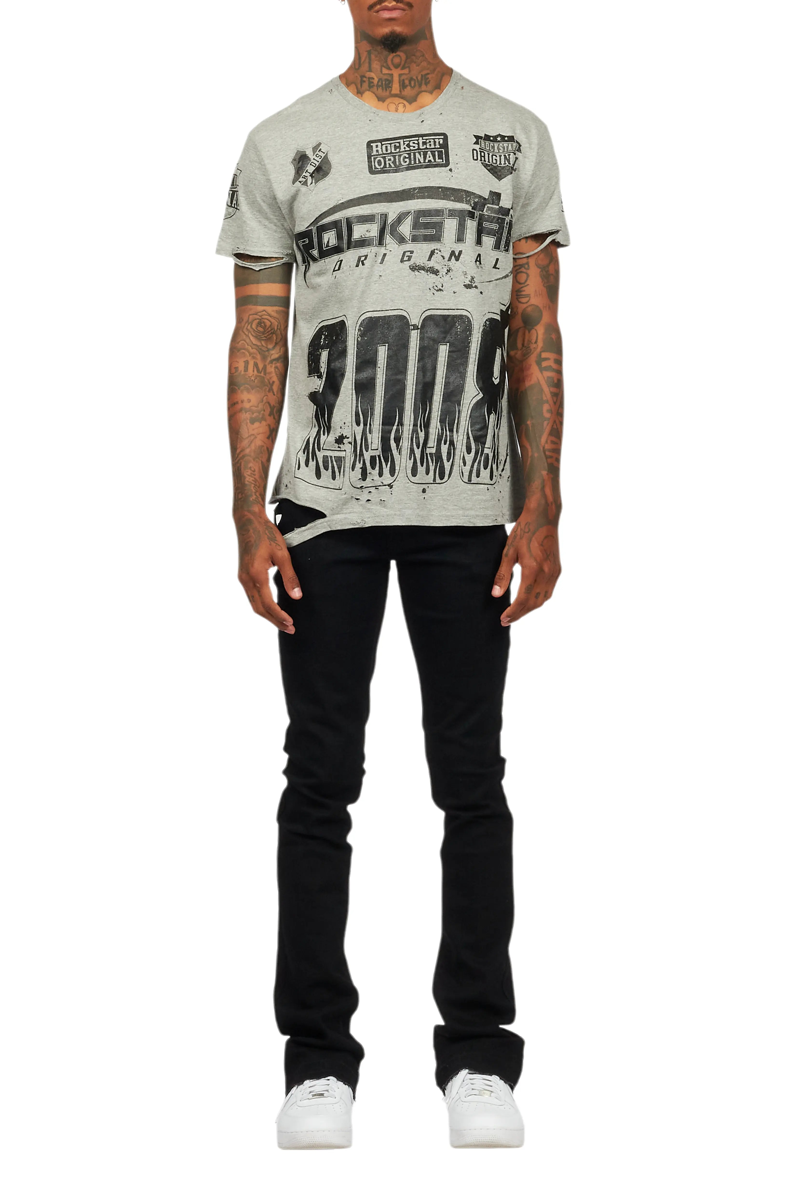 Amos Heather Grey Graphic T-Shirt