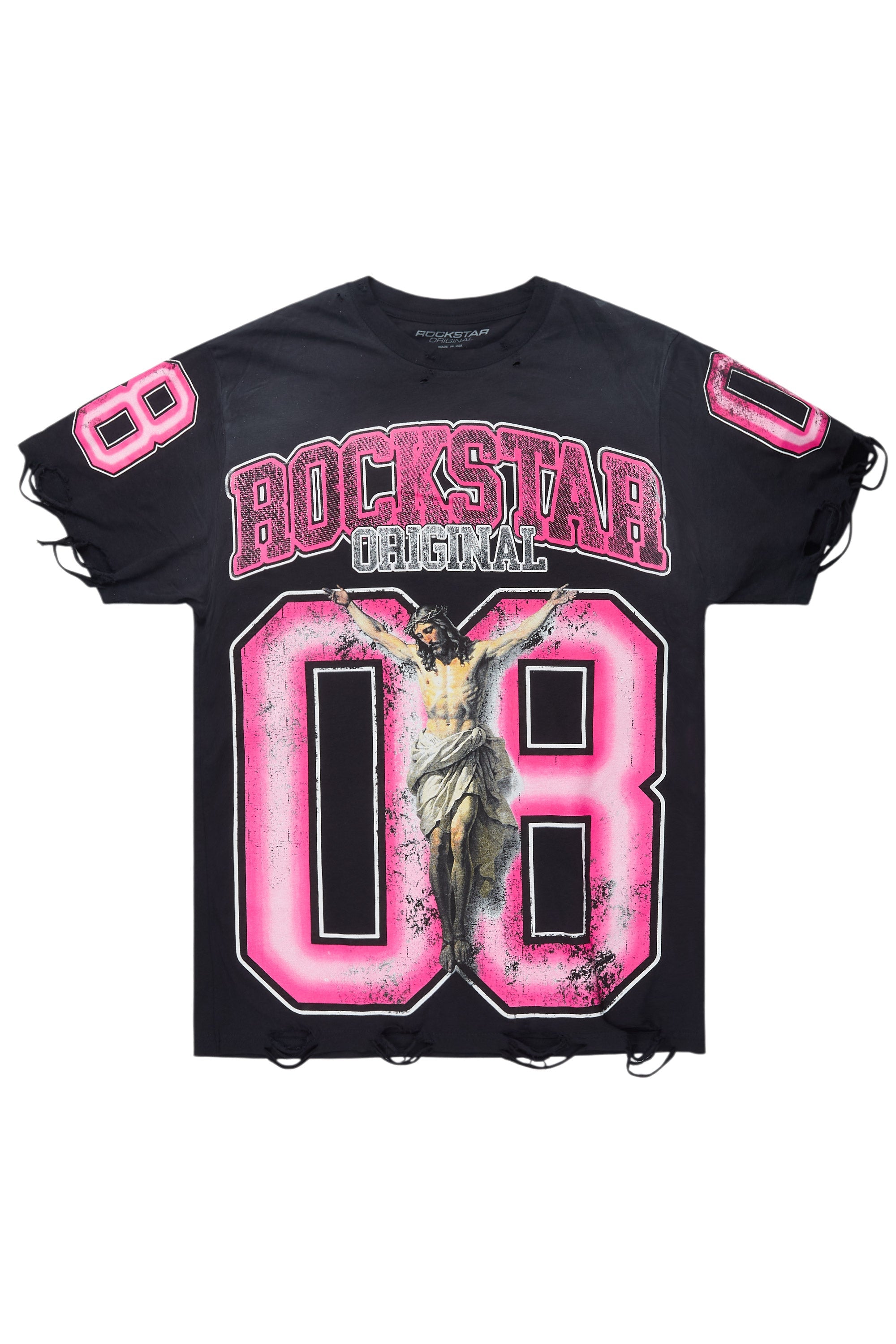 Tariqa Black/Pink Oversized T-Shirt
