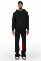Basic Black/Red Hoodie/Baggy Track Pant Set