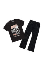 Girls Burial Black T-Shirt/Baggy Fit Jean Set