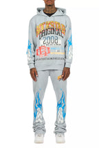 Colorful Race Heather Grey Hoodie/Baggy Track Pant Set
