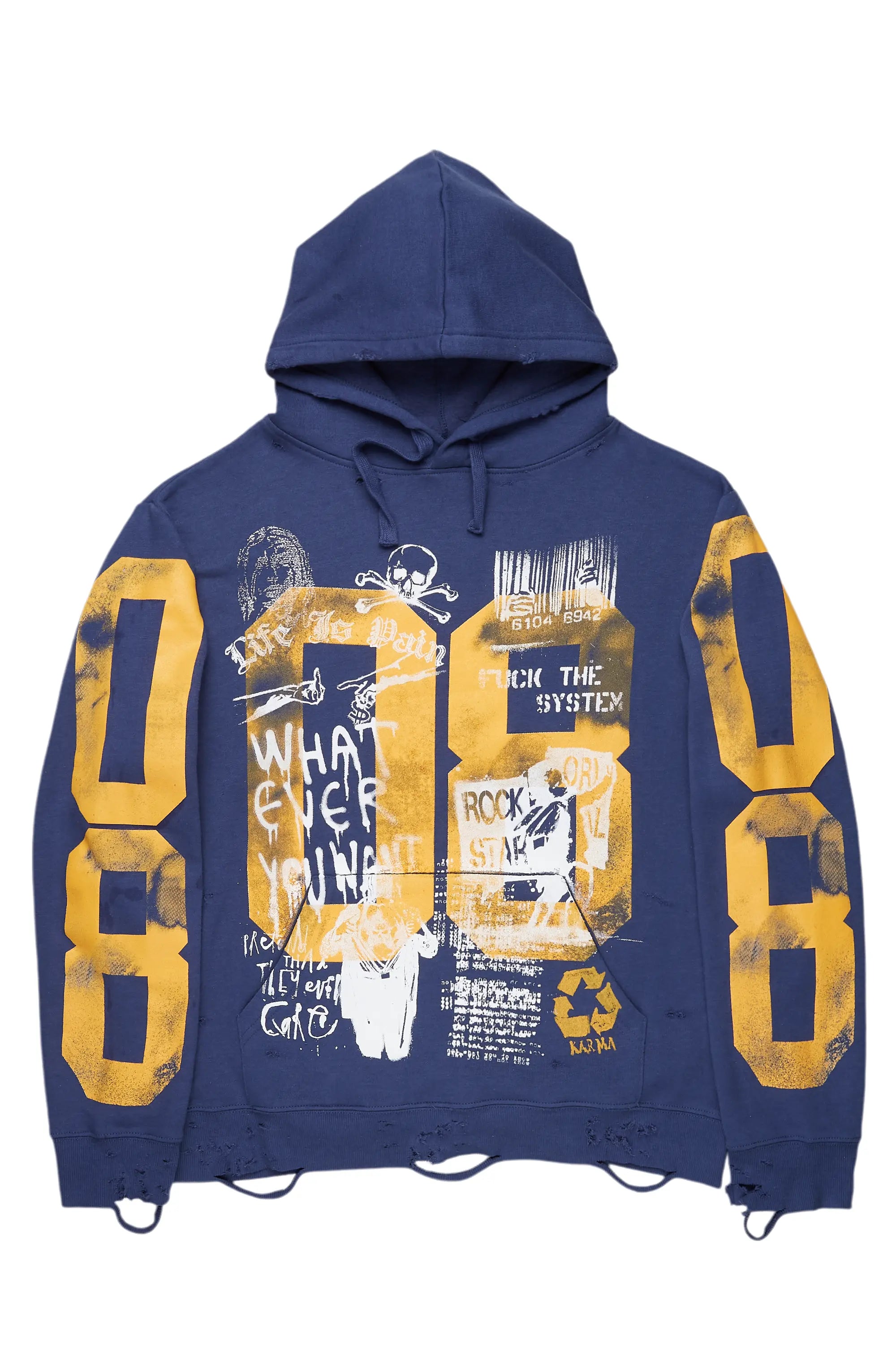 Grill Navy Distressed Graphic Hoodie
