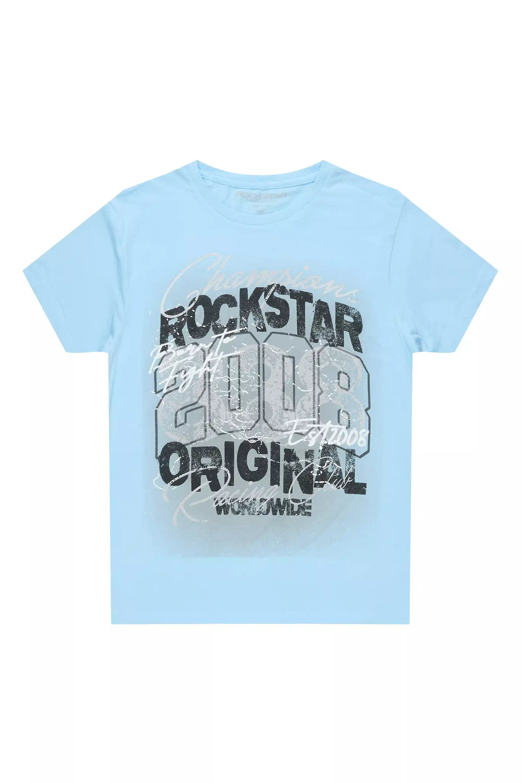 Boys Kairen Sky Blue/Black Graphic T-Shirt