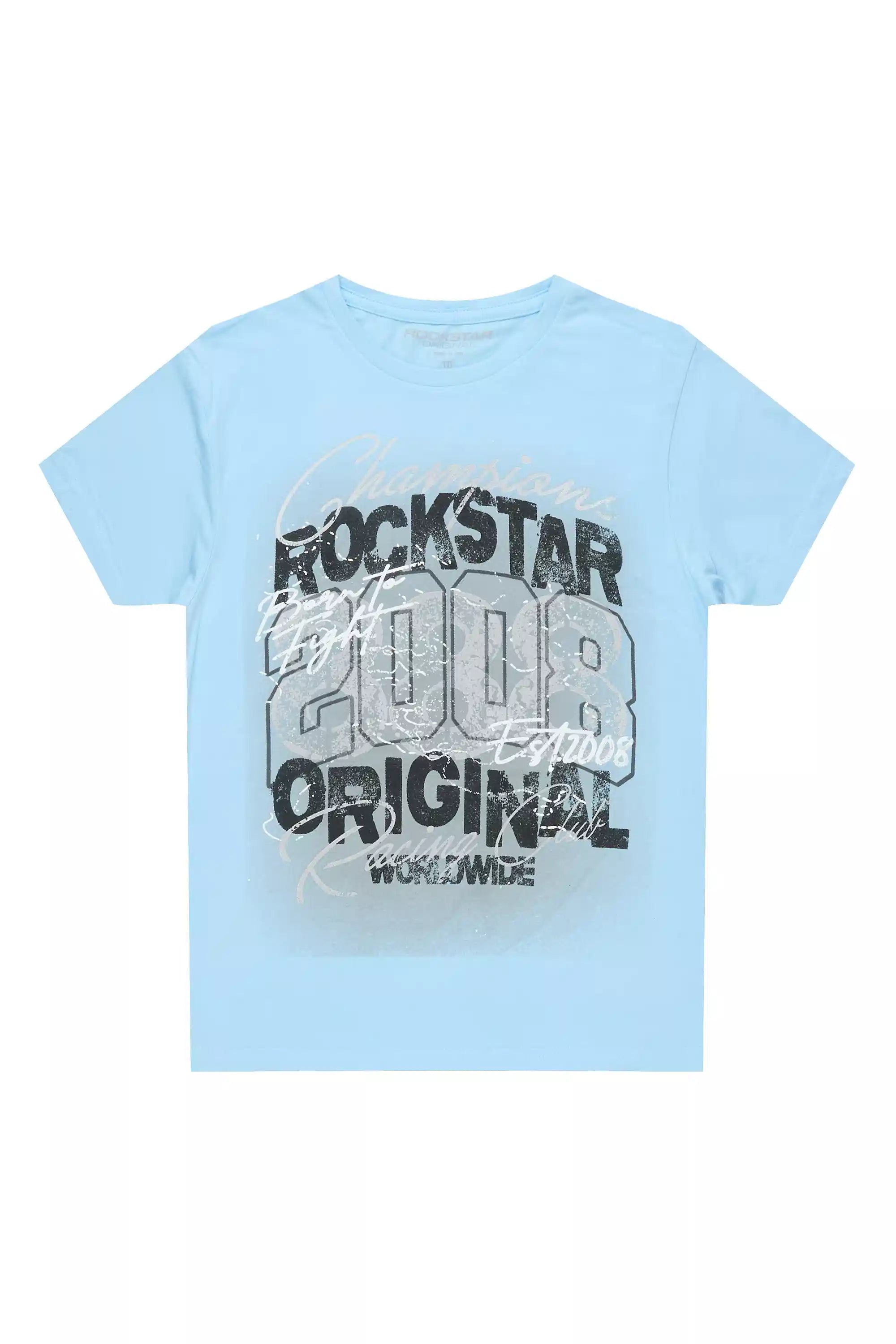 Boys Kairen Sky Blue/Black Graphic T-Shirt