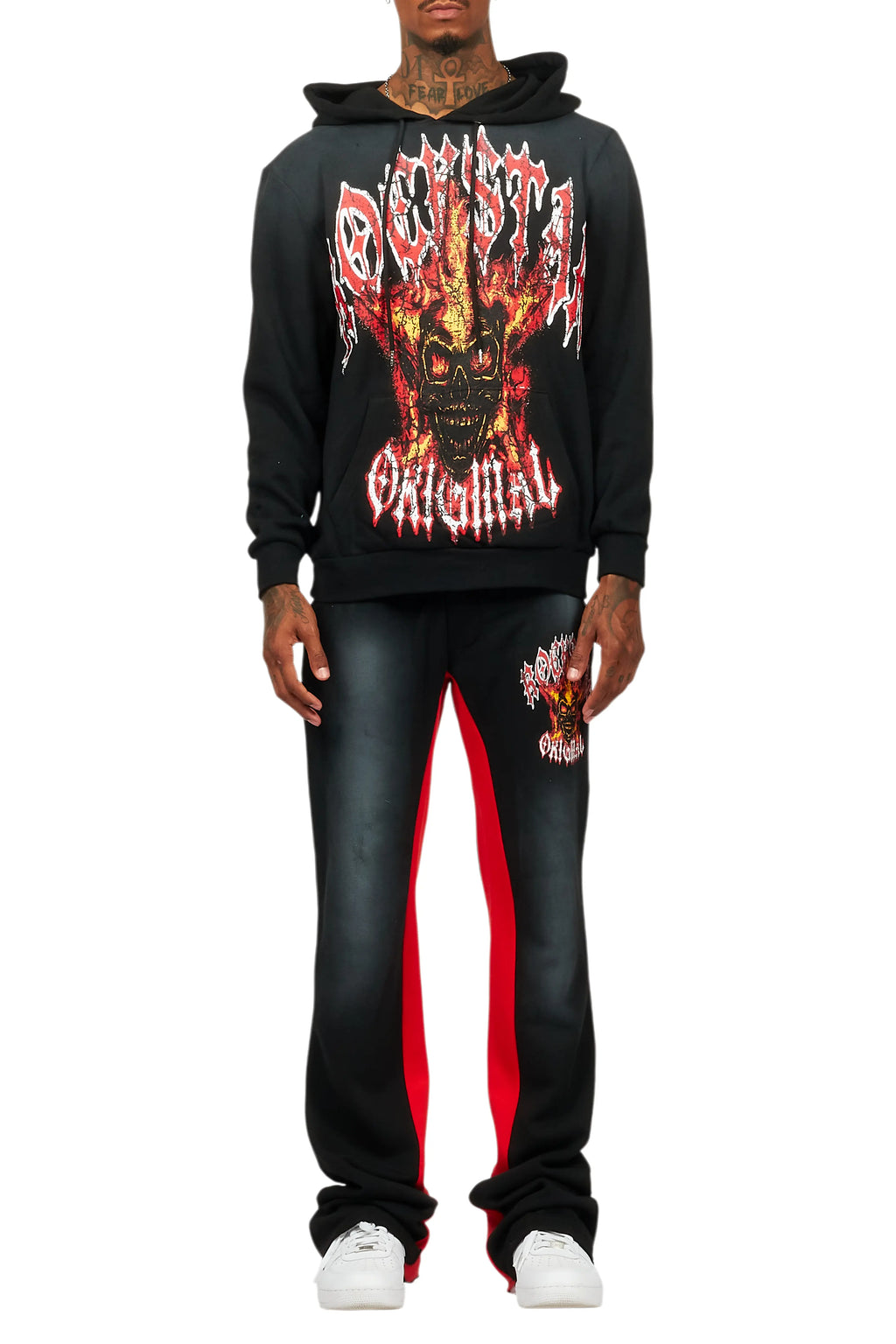 HDStar Black/Red Hoodie/Baggy Track Pant Set