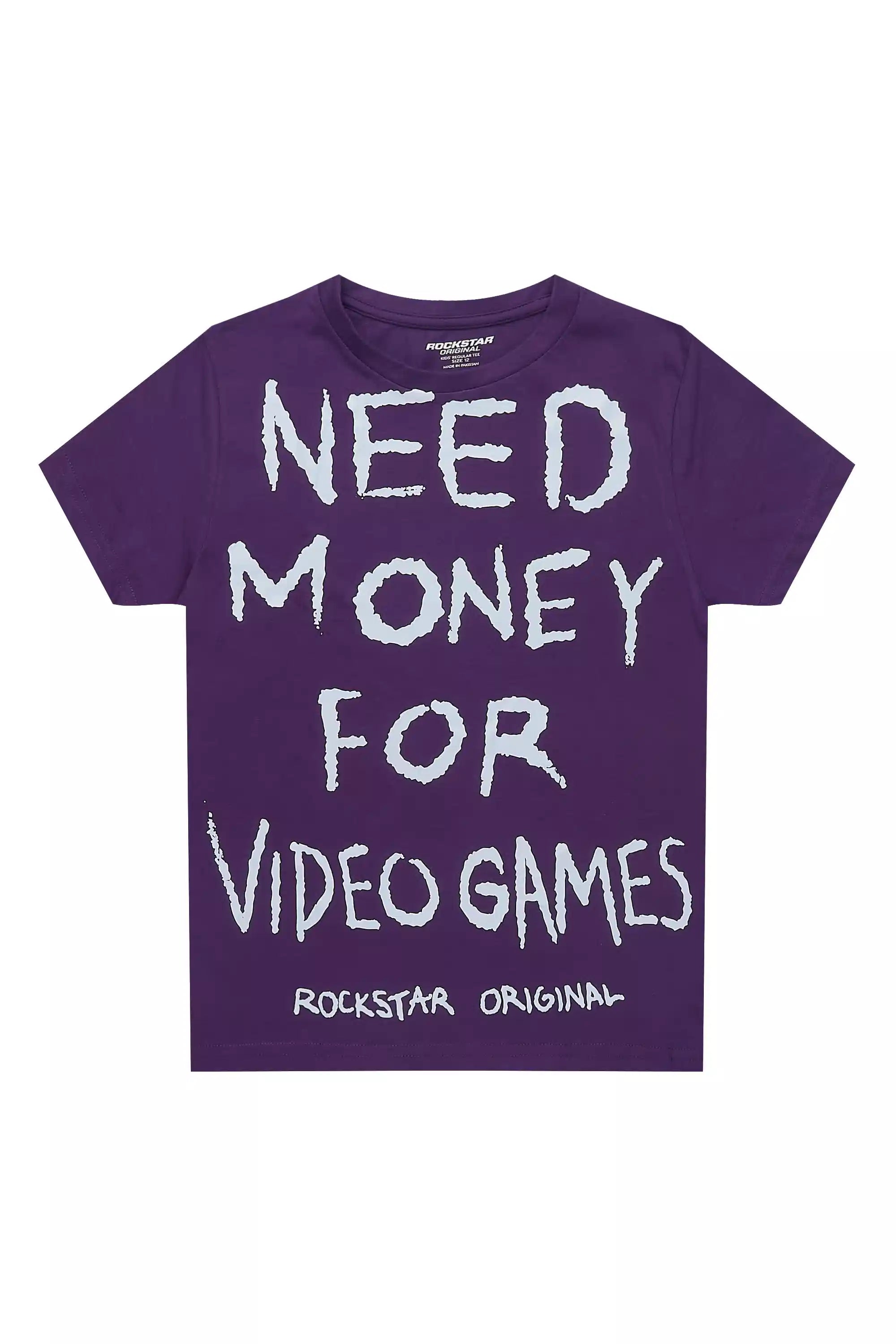 Boys M4 Video Games Purple/White Graphic T-Shirt