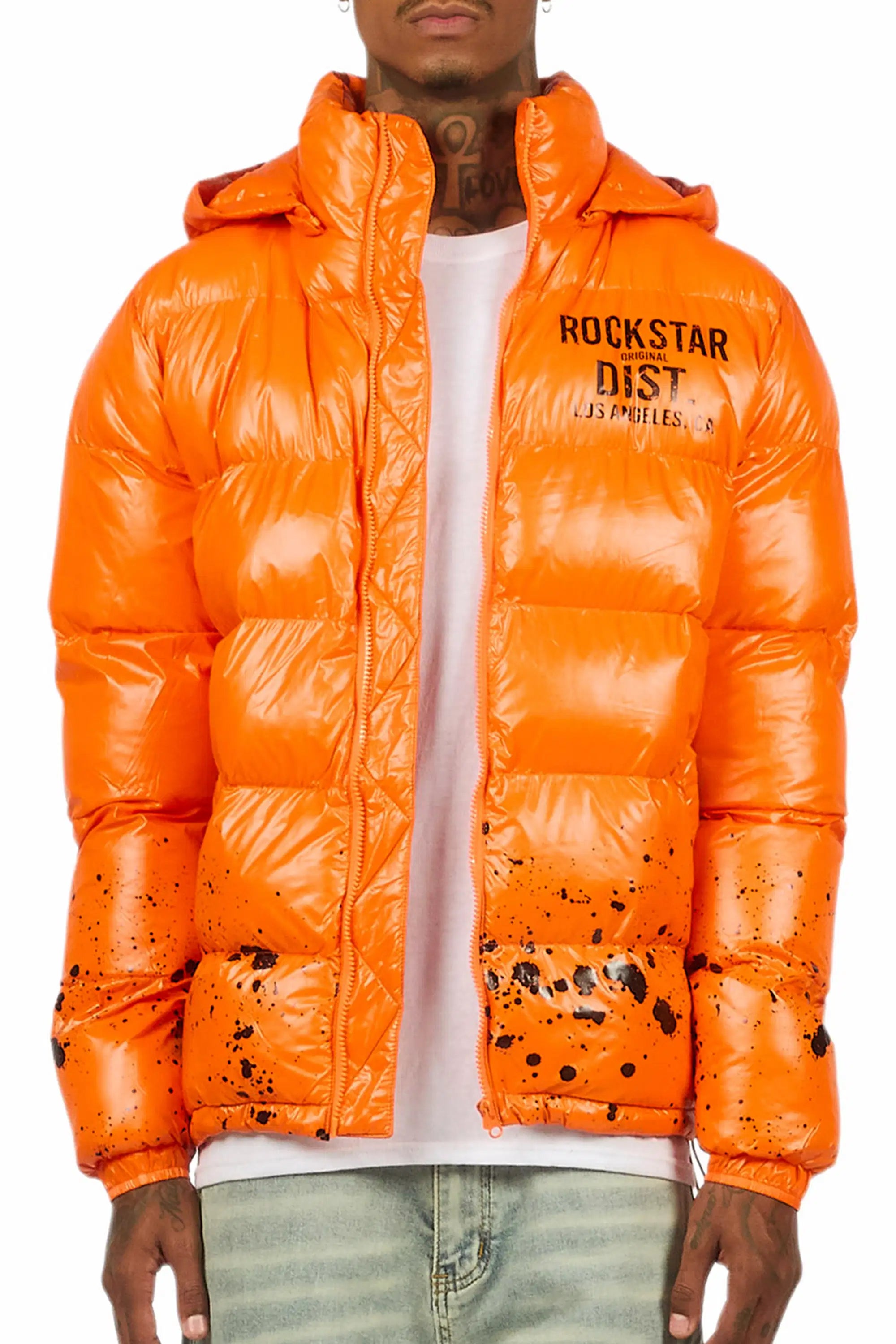 Raffer Orange Heavy Puffer Jacket