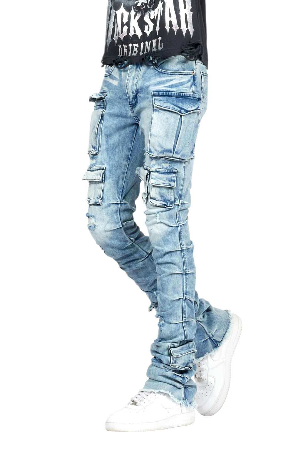 Gentry Light Blue Stacked Flare Jean