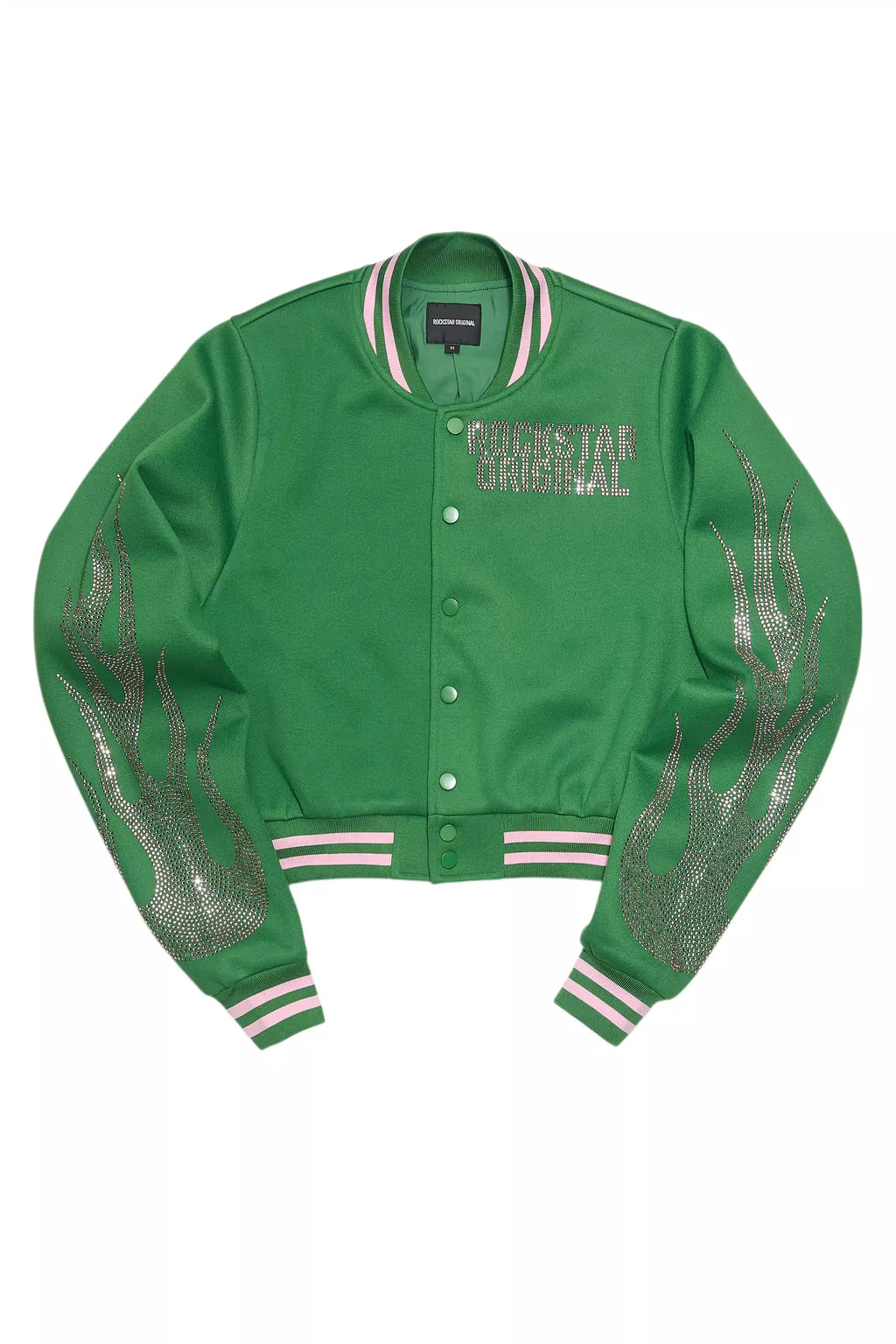 Beunca Green Rhinestone Varsity Jacket