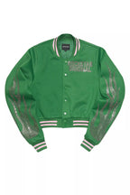 Beunca Green Rhinestone Varsity Jacket