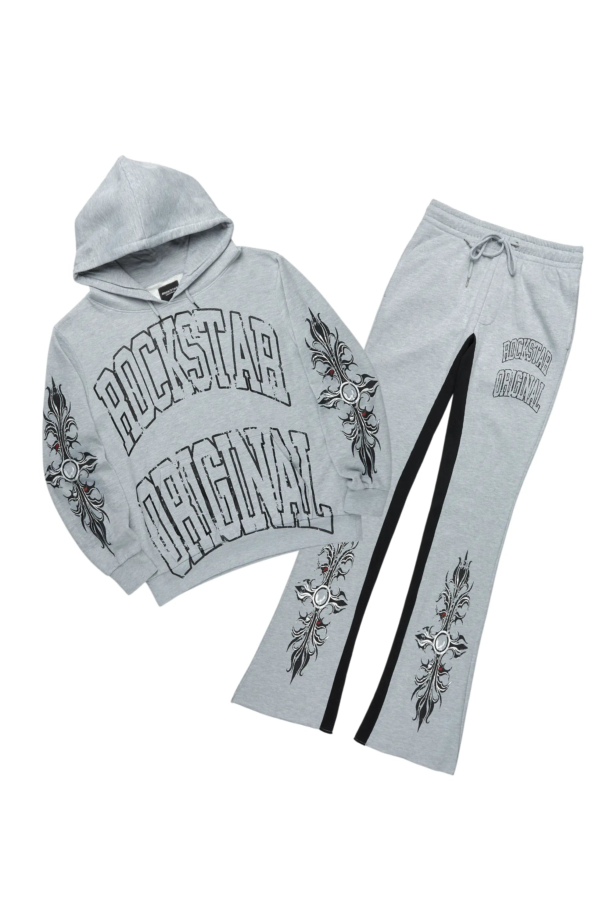 Akio Heather Grey Hoodie/Baggy Track Pant Set
