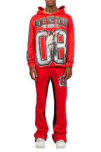 Fields Red/White Baggy Hoodie Track Set