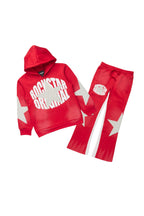 Girls Khaly Red/Heather Grey Track Set