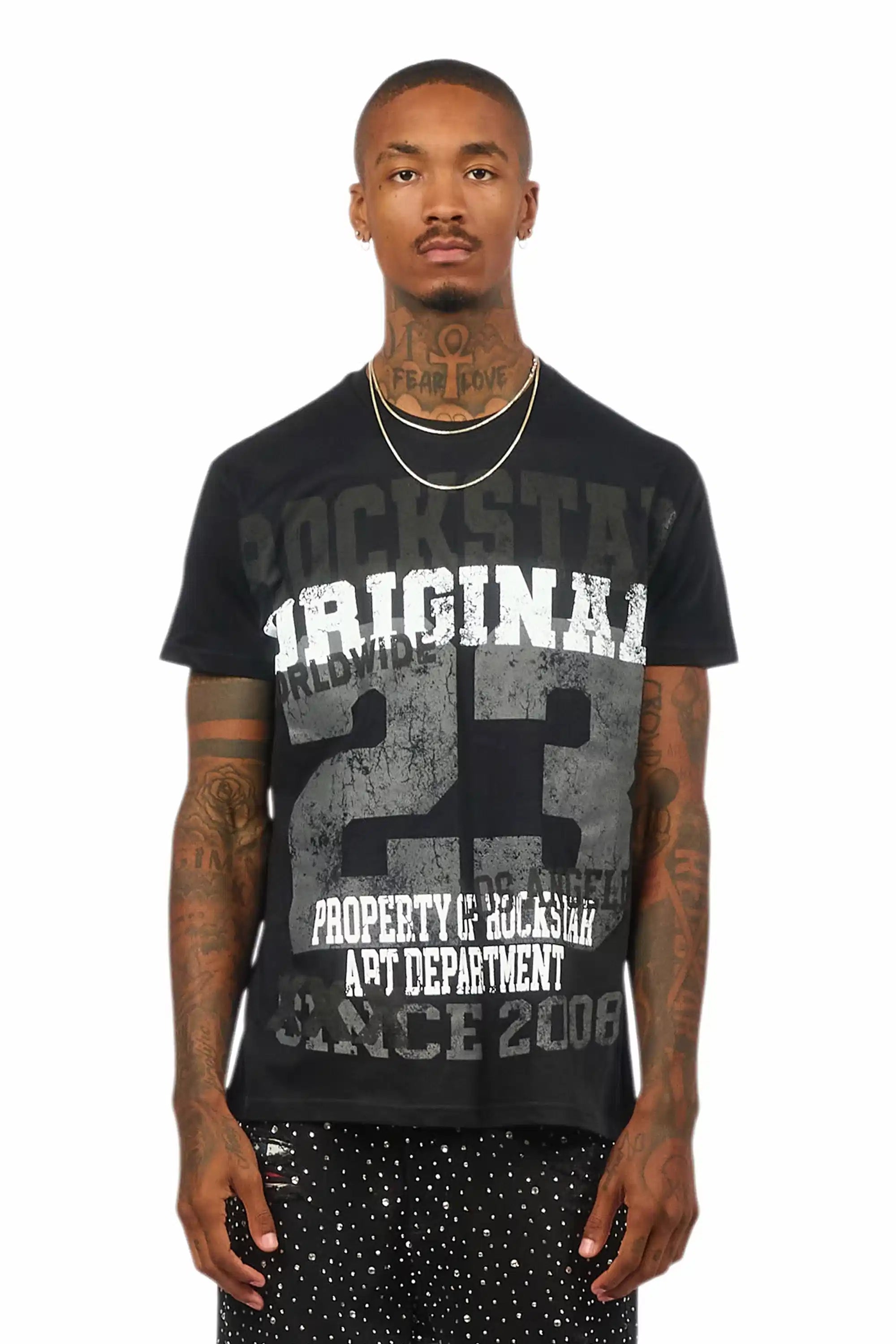 Kyvaris Black/Grey Oversized Graphic T-Shirt