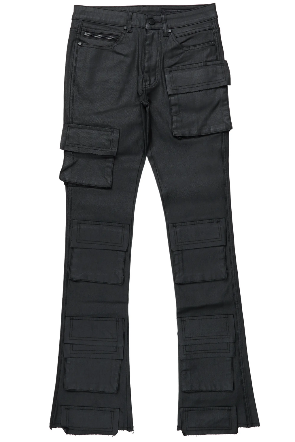 Zander Black Stacked Flare Cargo Jean