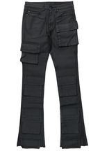 Zander Black Stacked Flare Cargo Jean