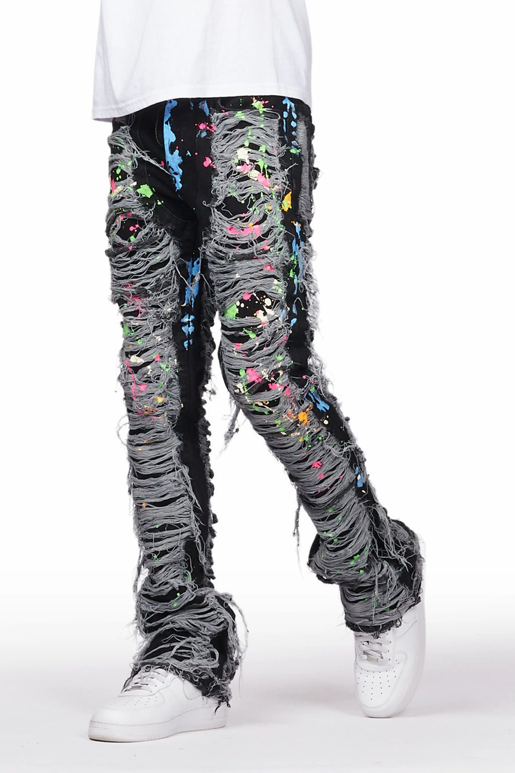 Leigh Black Painter Stacked Flare Jean