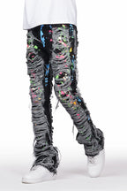 Leigh Black Painter Stacked Flare Jean