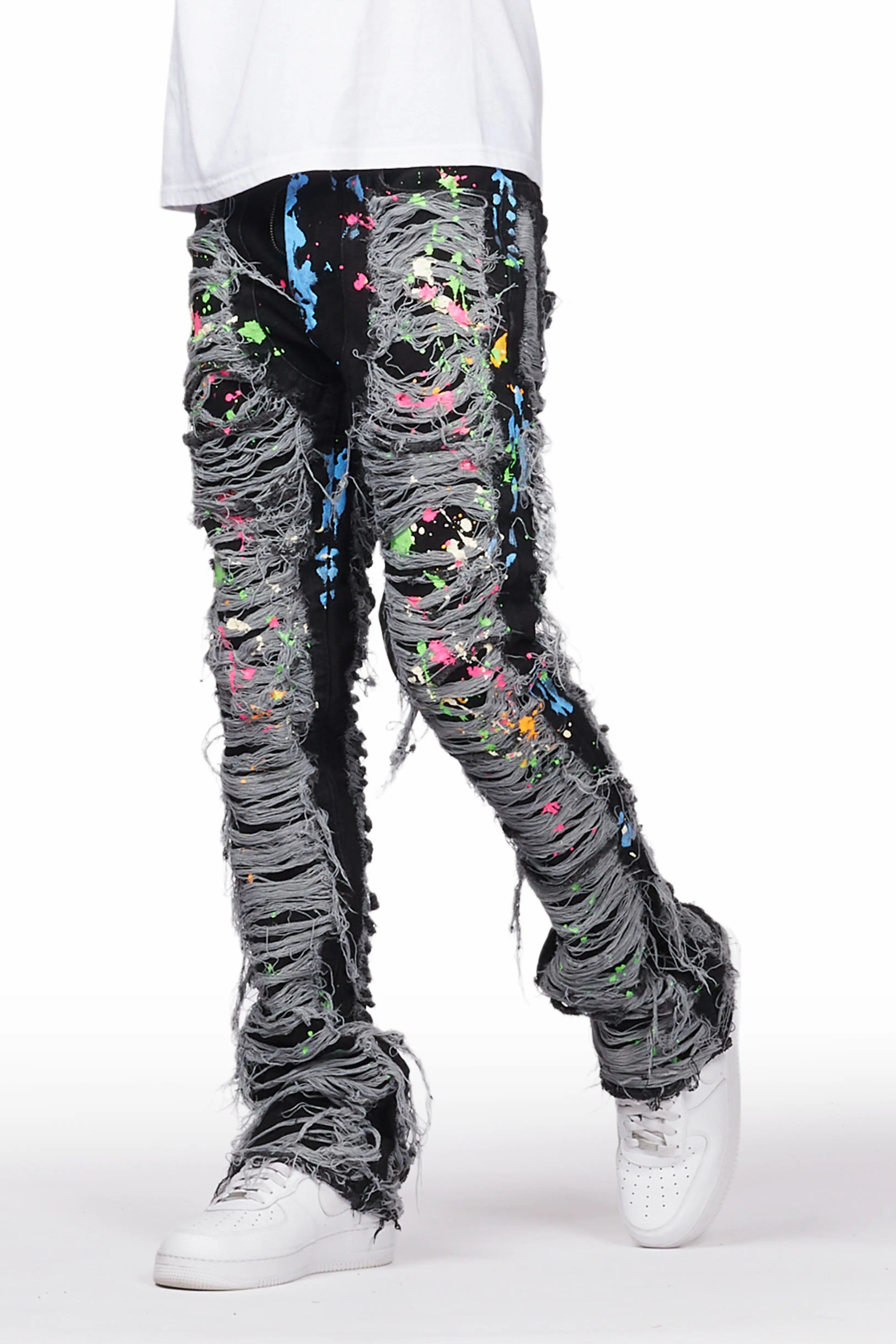 Leigh Black Painter Stacked Flare Jean