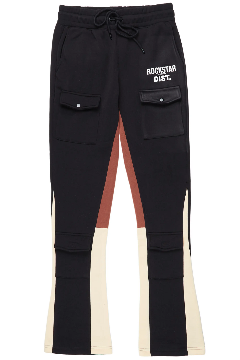 Joncarlo Black Stacked Flare Track Pant