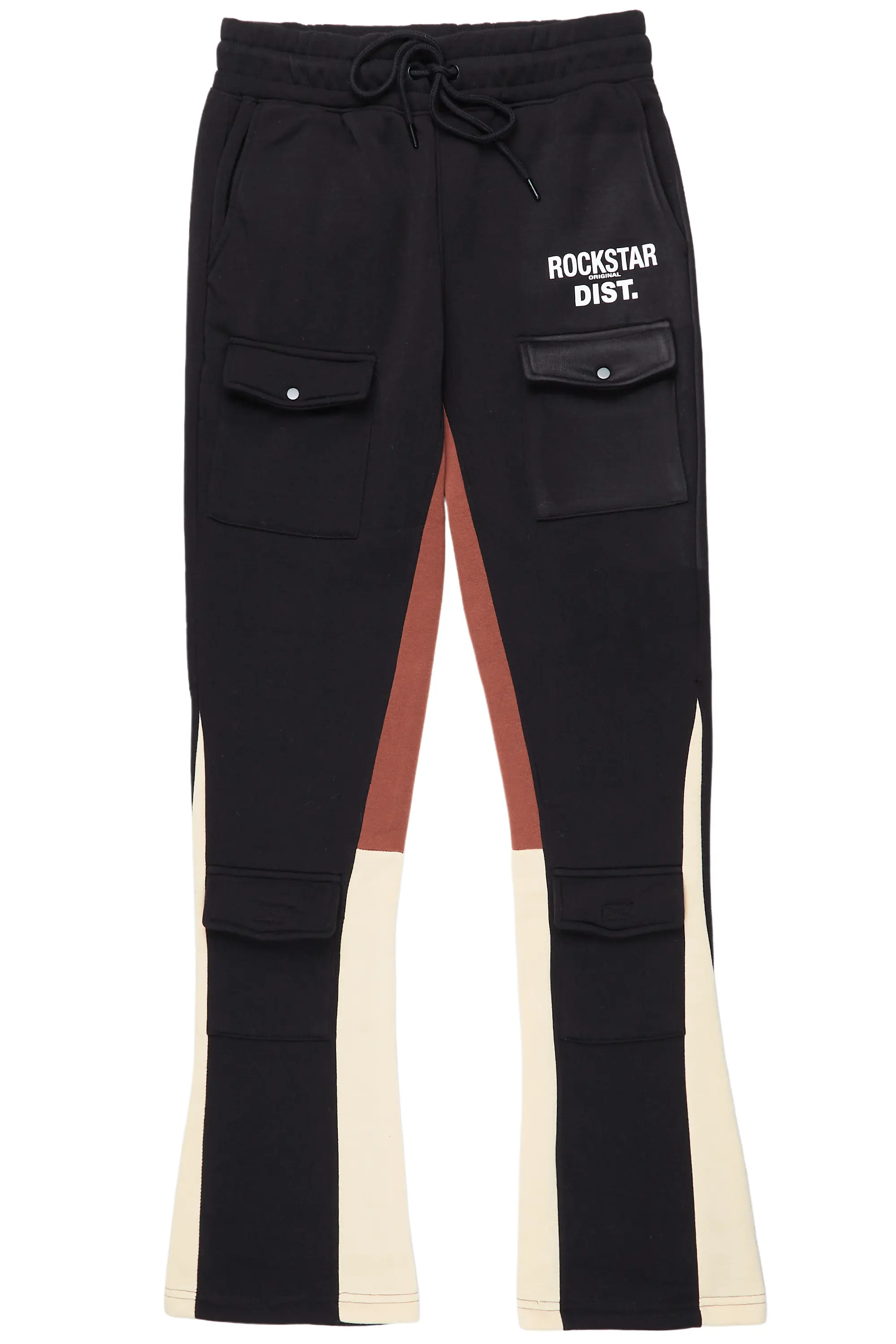 Joncarlo Black Stacked Flare Track Pant
