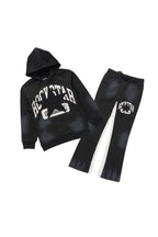 Girls Danika Black Fleece Stacked Track Set